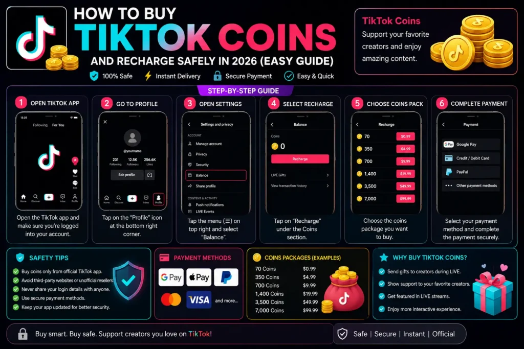 How to Buy TikTok Coins and Recharge Safely in 2026